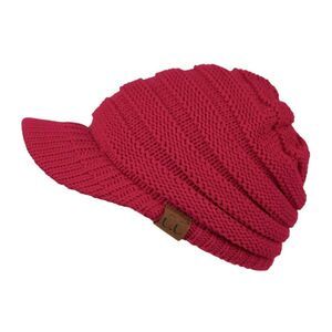 C.C Women's Vibrant Red Knit Visor Cap